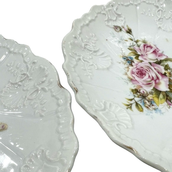VINTAGE ROSE FLORAL & GOLD CHINA PLATES - SET OF 3 - Picture 6 of 16